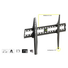 STAFFA A MURO PER TV FINO A 55 KG, DA 37 A 72" FINO A VESA 800X400