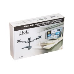 BRACCIO DA TAVOLO CON BASE PER TRE VIDEO FINO A 15 KG DA 13 A 21" FINO A VESA 100X100