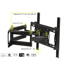 STAFFA A MURO PER TV FINO A 45 KG, DA 23 A 47" FINO A VESA 400X400