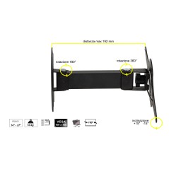 STAFFA A MURO 2 SNODI PER MONITOR 14-27" FINO A VESA 100X100 ORIENTAMENTO VERTICALE E ORIZZONTALE