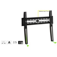 STAFFA A MURO PER TV FINO A 50 KG, DA 32 A 55" FINO A VESA 400X400 27 MM DISTANZA DAL MURO