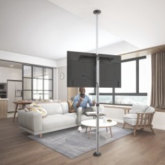 ASTA SUPPORTO PER TV PAVIMENTO-SOFFITTO PER MONITOR 37-70" CON RIPIANO