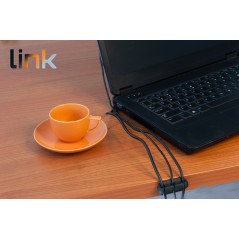 KIT 2 PEZZI SUPPORTI PER GESTIONE CAVI 3 POSIZIONI NERO