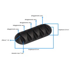 KIT 16 PEZZI SUPPORTI ADESIVI PER GESTIONE CAVI COLORE NERO