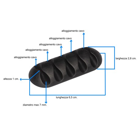 KIT 16 PEZZI SUPPORTI ADESIVI PER GESTIONE CAVI COLORE NERO