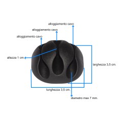 KIT 16 PEZZI SUPPORTI ADESIVI PER GESTIONE CAVI COLORE NERO