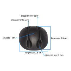 KIT 16 PEZZI SUPPORTI ADESIVI PER GESTIONE CAVI COLORE NERO