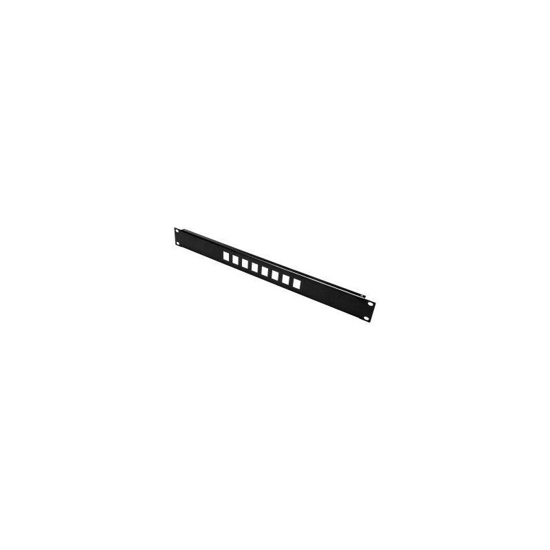 PANNELLO PATCH 19" VUOTO IN METALLO PER 8 KEYSTONE JACK NERO