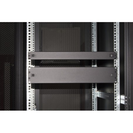 PANNELLO CIECO 1 UNITA' PER ARMADI RACK 19" COLORE NERO CHIUSURA A SCATTO