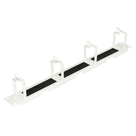 LISTELLO GUIDACAVI PER ARMADI 19" 1 UNITA' 4 ANELLI CON FORO PASSAGGIO CAVI E SPAZZOLA ANTIPOLVERE COLORE GRIGIO IN METALLO