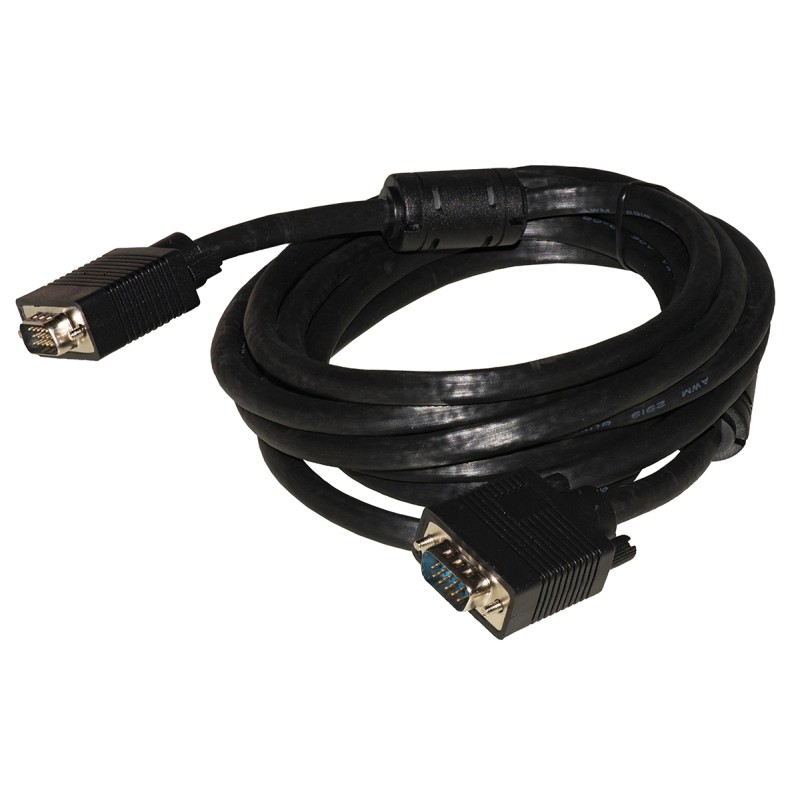 CAVO VGA MONITOR 15 POLI MASCHIO/MASCHIO MT 3 CON FERRITE CON 15 FILI COLLEGATI COLORE NERO