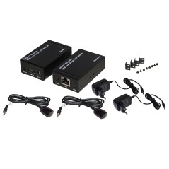 ESTENSORE HDMI® TRAMITE CAVO RETE CAT 6 FINO A 60 METRI 1080P CON COMANDO INFRAROSSI ALIMENTAZIONE DEL RICEVITORE POC (POWER OVE