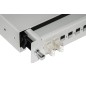 CASSETTO FIBRA OTTICA 24 PORTE PER ADATTATORI LC DUPLEX E SC SIMPLEX 1 UNITA' PER INSTALLAZIONE 19" GRIGIO CON BINARI TELESCOPIC