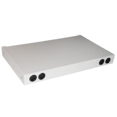 CASSETTO FIBRA OTTICA 24 PORTE PER ADATTATORI SC DUPLEX 1 UNITA' PER INSTALLAZIONE 19" GRIGIO CON BINARI TELESCOPICI