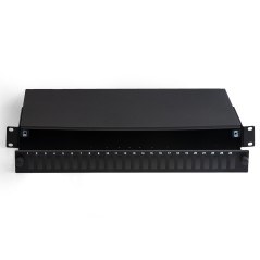 CASSETTO FIBRA OTTICA 24 PORTE PER ADATTATORI SC DUPLEX 1 UNITA' PER INSTALLAZIONE 19" NERO (VUOTO)