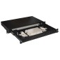 CASSETTO FIBRA OTTICA 24 PORTE PER ADATTATORI SC DUPLEX 1 UNITA' PER INSTALLAZIONE 19" NERO CON BINARI TELESCOPICI