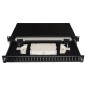 CASSETTO FIBRA OTTICA 24 PORTE PER ADATTATORI SC DUPLEX 1 UNITA' PER INSTALLAZIONE 19" NERO CON BINARI TELESCOPICI