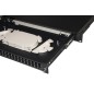 CASSETTO FIBRA OTTICA 24 PORTE PER ADATTATORI SC DUPLEX 1 UNITA' PER INSTALLAZIONE 19" NERO CON BINARI TELESCOPICI