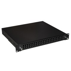 CASSETTO FIBRA OTTICA 24 PORTE PER ADATTATORI SC DUPLEX 1 UNITA' PER INSTALLAZIONE 19" NERO CON BINARI TELESCOPICI