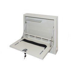 ARMADIO A MURO PER LAPTOP CON CHIUSURA A CHIAVE COLORE GRIGIO CON PISTONI