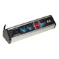MULTIPRESA WIRELESS, 3 PORTE ITA/SCHUKO E 2 PORTE USB ALLOGGIAMENTO ALLUMINIO. CAVO 1,8 MT. CON SPINA 16A TRIPOLARE ITALIANA, CO