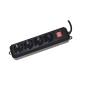 MULTIPRESA 4 PRESE UNIVERSALI ITA/SCHUKO 10/16 A - SPINA 16 A CON INTERRUTTORE COLORE NERO