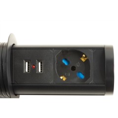 MULTIPRESA DA TAVOLO ESTRAIBILE CON UNA PORTA UNIVERSALE ITA/SCHUKO, CARICABATTERIE SENZA FILI E 2 PORTE USB