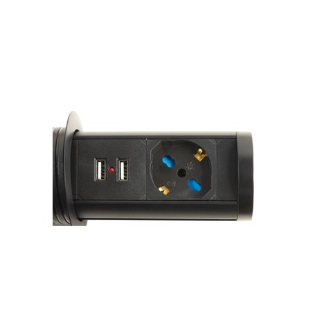 MULTIPRESA DA TAVOLO ESTRAIBILE CON UNA PORTA UNIVERSALE ITA/SCHUKO, CARICABATTERIE SENZA FILI E 2 PORTE USB