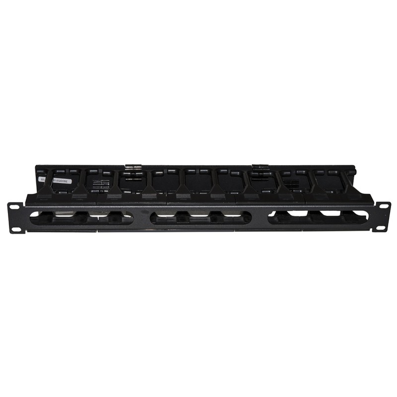 PANNELLO GUIDACAVI PER ARMADI RACK 19" 1U A GABBIA COLORE NERO, ALTA DENSITA' PROFONDITA' 11 CM CON COPERCHIO APRIBILE