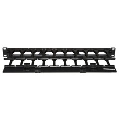 PANNELLO GUIDACAVI PER ARMADI RACK 19" 1U A GABBIA COLORE NERO, ALTA DENSITA' PROFONDITA' 11 CM CON COPERCHIO APRIBILE
