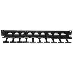 PANNELLO GUIDACAVI PER ARMADI RACK 19" 1U A GABBIA COLORE NERO, ALTA DENSITA' PROFONDITA' 11 CM CON COPERCHIO APRIBILE