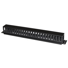 PANNELLO PASSACAVI 1 UNITA' A GABBIA PER RACK 19" CON COPERCHIO SCORREVOLE 25 SLOT COLORE NERO