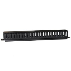 PANNELLO PASSACAVI 1 UNITA' A GABBIA PER RACK 19" CON COPERCHIO SCORREVOLE 25 SLOT COLORE NERO