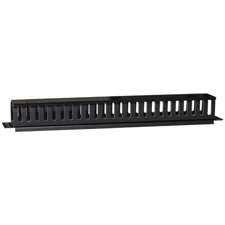 PANNELLO PASSACAVI 1 UNITA' A GABBIA PER RACK 19" CON COPERCHIO SCORREVOLE 25 SLOT COLORE NERO