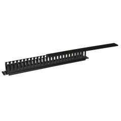 PANNELLO PASSACAVI 1 UNITA' A GABBIA PER RACK 19" CON COPERCHIO SCORREVOLE 25 SLOT COLORE NERO
