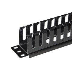 PANNELLO PASSACAVI 1 UNITA' A GABBIA PER RACK 19" CON COPERCHIO SCORREVOLE 25 SLOT COLORE NERO