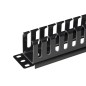 PANNELLO PASSACAVI 1 UNITA' A GABBIA PER RACK 19" CON COPERCHIO SCORREVOLE 25 SLOT COLORE NERO