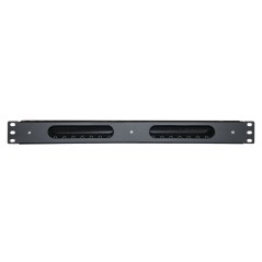 PANNELLO PASSACAVI 1 UNITA' A GABBIA PER RACK 19" CON COPERCHIO SCORREVOLE 25 SLOT COLORE NERO