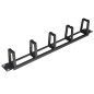 LISTELLO GUIDACAVI FORATO PER ARMADI 19" (1 UNITA') NERO CON 5 GANCI