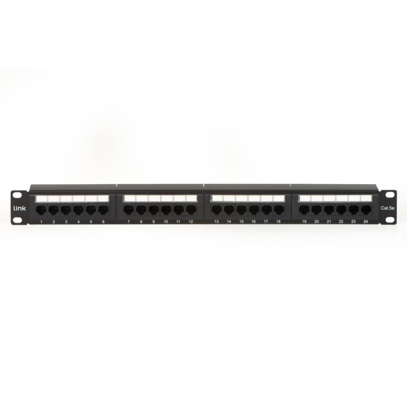 PANNELLO PATCH 19" NON SCHERMATO UTP 24 PORTE 8 POLI RJ45 PER RETI CATEGORIA 5E NERO
