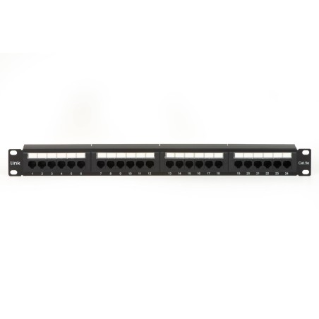 PANNELLO PATCH 19" NON SCHERMATO UTP 24 PORTE 8 POLI RJ45 PER RETI CATEGORIA 5E NERO