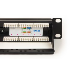 PANNELLO PATCH 19" NON SCHERMATO UTP 24 PORTE 8 POLI RJ45 PER RETI CATEGORIA 5E NERO
