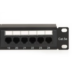 PANNELLO PATCH 19" NON SCHERMATO UTP 24 PORTE 8 POLI RJ45 PER RETI CATEGORIA 5E NERO