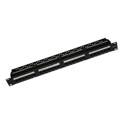PANNELLO PATCH 19" NON SCHERMATO UTP 24 PORTE 8 POLI RJ45 PER RETI CATEGORIA 5E NERO