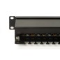 PANNELLO PATCH PER RETI CON 24 PORTE RJ45 CAT 6 SCHERMATO 19" COLORE NERO