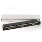PANNELLO PATCH PER RETI CON 24 PORTE RJ45 CAT 6 SCHERMATO 19" COLORE NERO