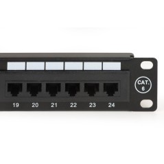 PANNELLO PATCH 19" NON SCHERMATO UTP 24 PORTE 8 POLI RJ45 PER RETI CATEGORIA 6 NERO