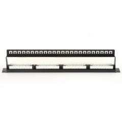 PANNELLO PATCH 19" NON SCHERMATO UTP 24 PORTE 8 POLI RJ45 PER RETI CATEGORIA 6 NERO