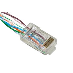 CONFEZIONE 100 CONNETTORI 8 POLI CAT 5E UTP NON SCHERMATO RJ45 CON INSERTO PER CAVO FLESSIBILE