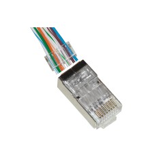 CONFEZIONE 100 CONNETTORI 8 POLI CAT 5E SCHERMATO RJ45 CON INSERTO PER CAVO FLESSIBILE